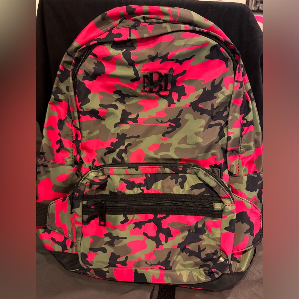 Badgley Mischka pink camo backpack with removable fanny pack.